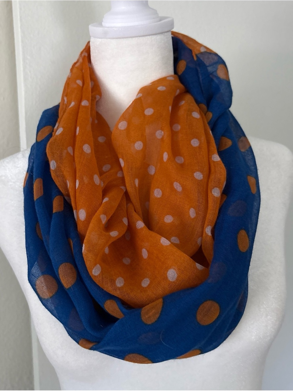 Polka Dot Infinity Scarf - Orange & Blue univ Florida gators